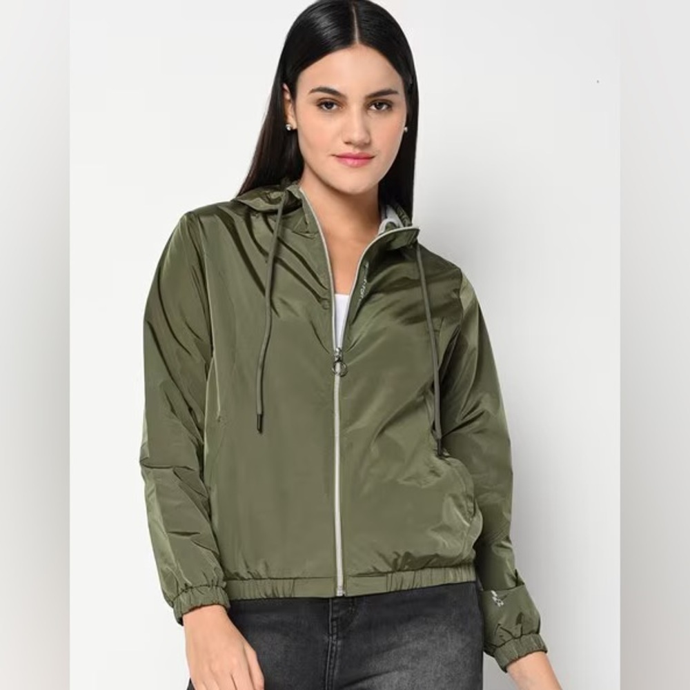 Blu Pepper Day to Day Lightweight Army Green Windbreaker